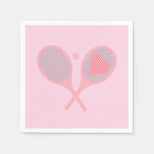 Pastel Heart Tennis Player Racquets Boll Design Pappersservett