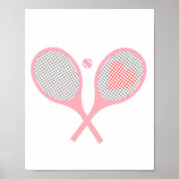 Pastel Heart Tennis Player Racquets Boll Design