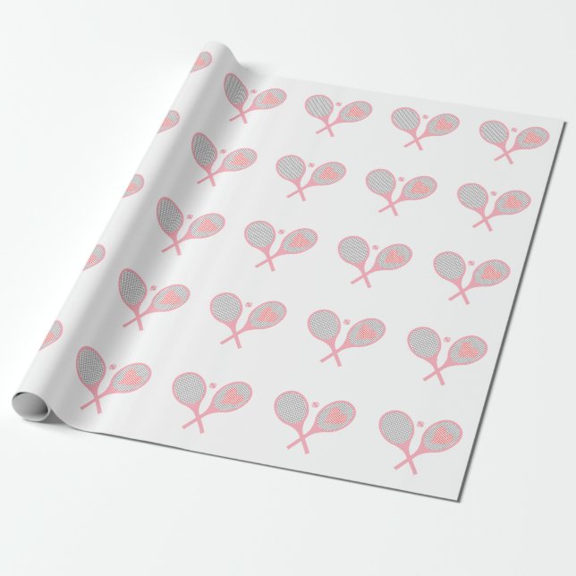 Pastel Heart Tennis Player Racquets Boll Design Presentpapper (Utrullad)