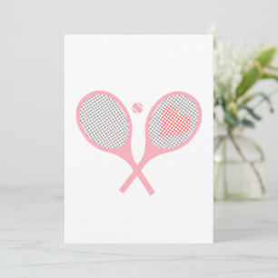 Pastel Heart-tennisracketar och Boll-design Inbjudningar