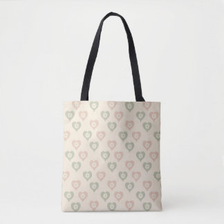 Pastel Heart Tote Bag - Blommönstret Cute Tygkasse
