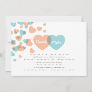 Pastel Hearts bröllopsinbjudan Inbjudningar