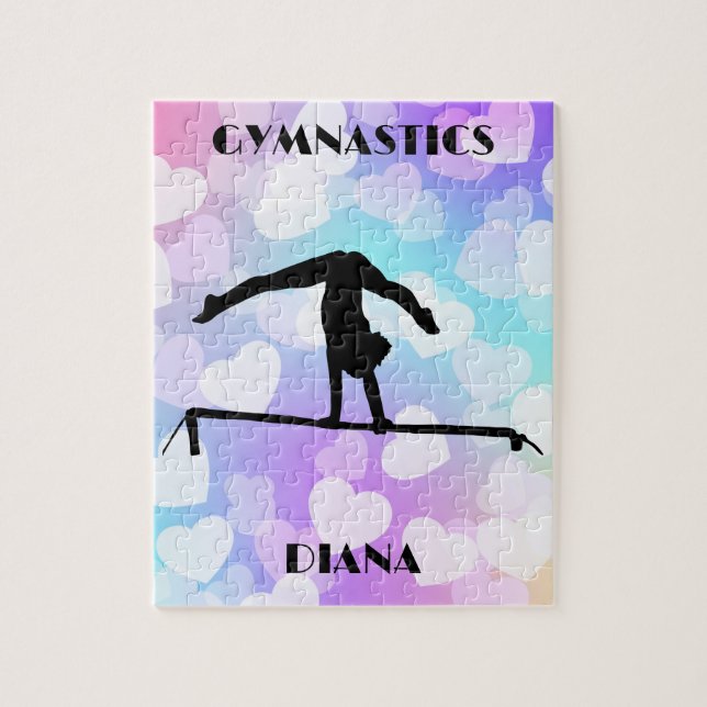 Pastel Hearts GYMNASTICS PUZZLE Personlig Pussel (Vertikal)
