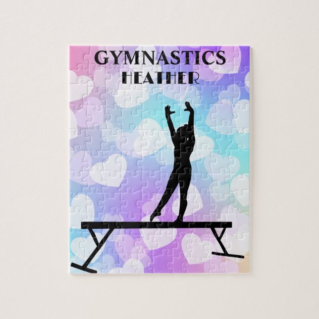 Pastel Hearts GYMNASTICS PUZZLE Personlig Pussel (Vertikal)