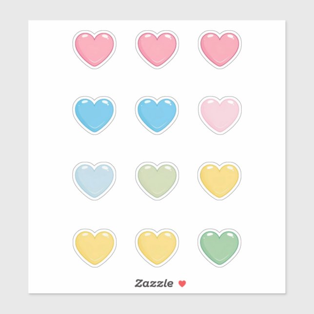 Pastel Hearts Klistermärken (Ark)