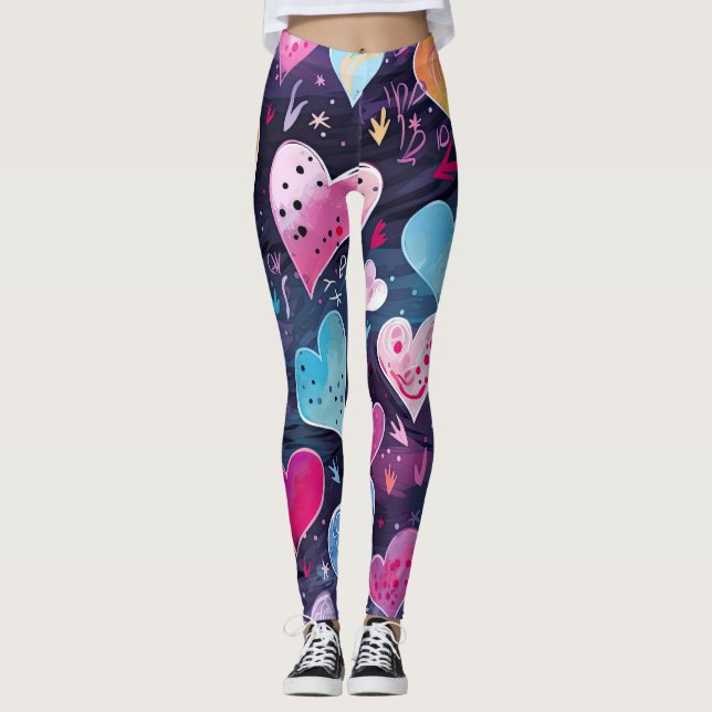 Pastel Hearts Leggings (Framsida)