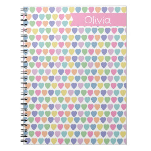 Pastel Hearts Monogram Valentine Notebook Anteckningsbok