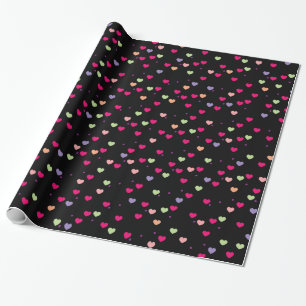 Pastel Hearts Mönster på Black Presentpapper
