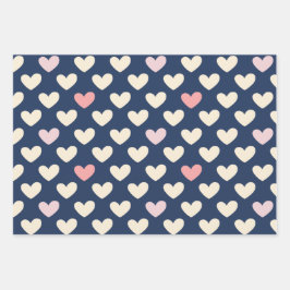 Pastel Hearts on Navy