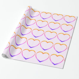 Pastel Hearts Rosa Wrapping Papper Presentpapper