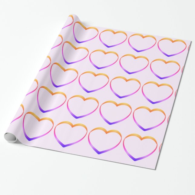 Pastel Hearts Rosa Wrapping Papper Presentpapper (Utrullad)