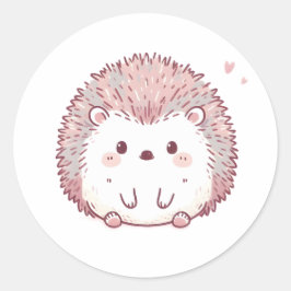Pastel Hedgehog Design, Cute Soft Färg Animal Art Runt Klistermärke
