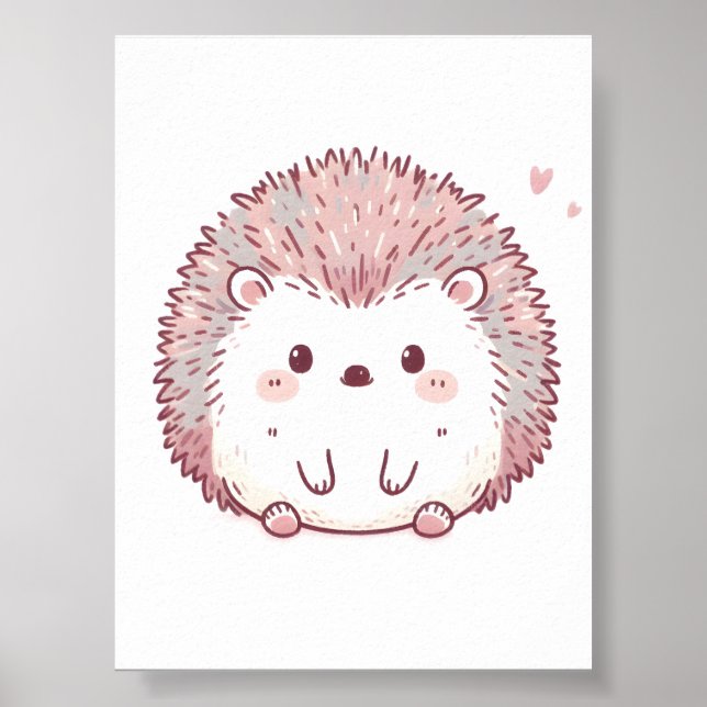 Pastel Hedgehog Design, Soft Färg Hedgehog Art Poster (Framsidan)