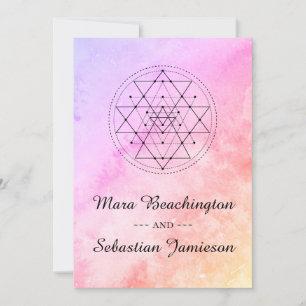 *~* Pastel Helig Geometry Watercolor Bröllop Inbjudningar
