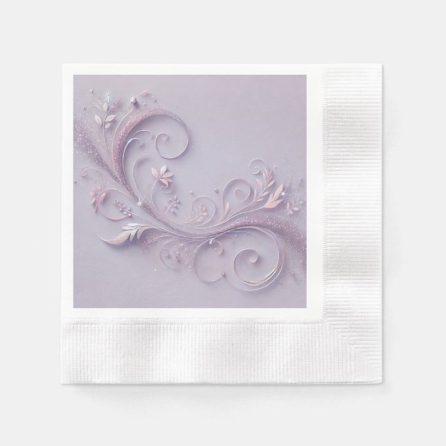 Pastel Heliotrope-skugga Blommigt Motif Design Pappersservett (Framsidan)