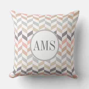 Pastel Herringbone Monogram Personlig Kudde