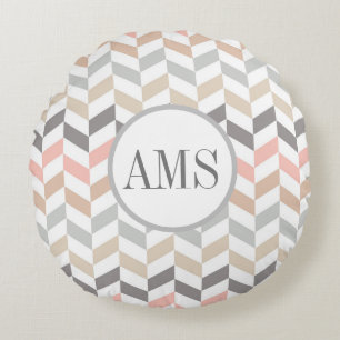Pastel Herringbone Monogram Rund Kudde
