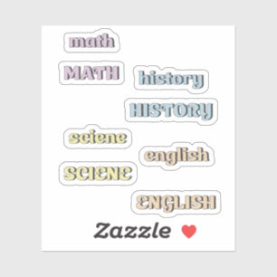 Pastel High School Subjekt Sticker Klistermärken