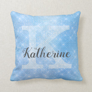 Pastel Himlar Blue Azure Gnistra Monogram Namn Kudde