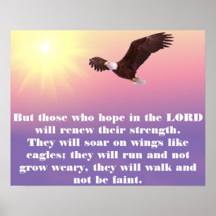 Pastel Himlar, Eagle, Hope Strength Bible Verse Poster
