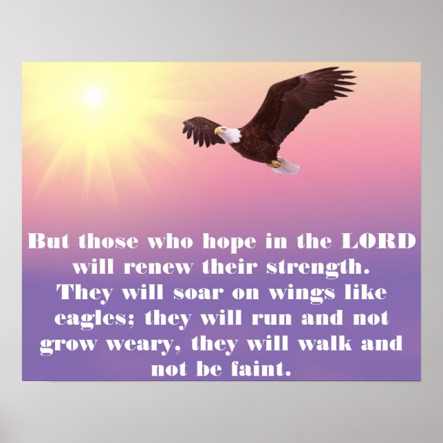 Pastel Himlar, Eagle, Hope Strength Bible Verse Poster (Framsidan)