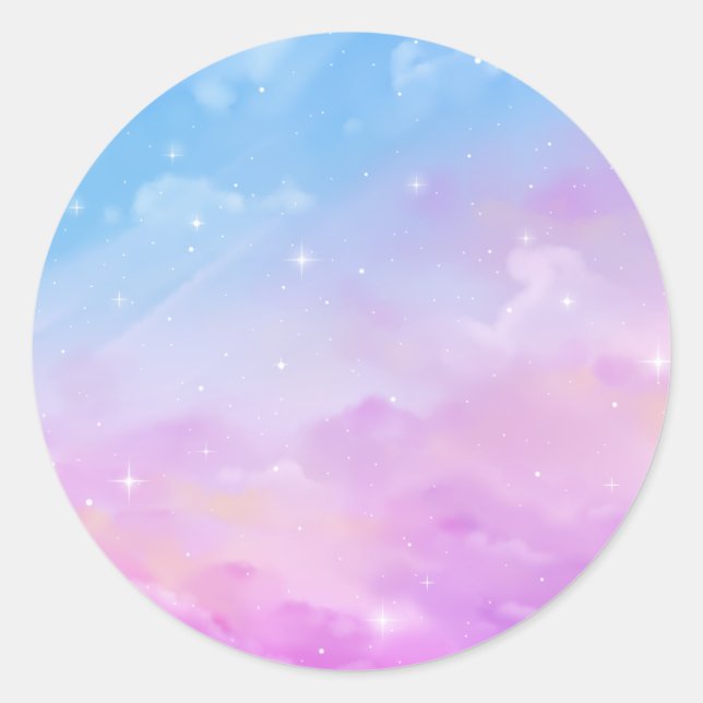 Pastel Himlar Galaxy Sticker Runt Klistermärke (Framsida)