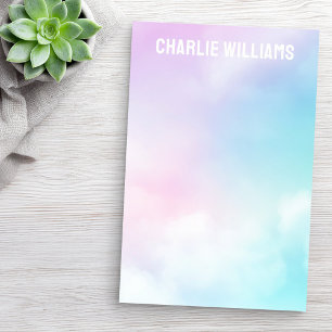 Pastel himmel molnar i modern namn post-it block