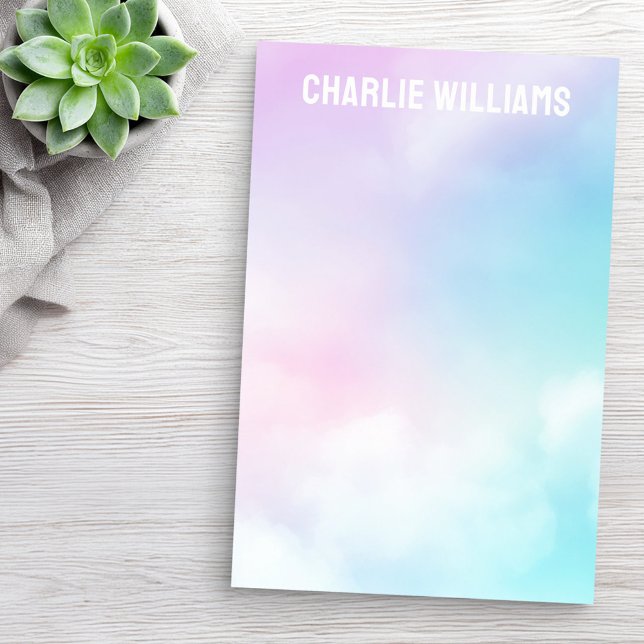 Pastel himmel molnar i modern namn post-it block (Pastel sky clouds modern name post-it notes)