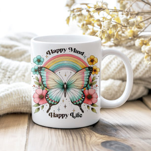 Pastel Hippie "Lycklig Mind Lycklig Life" Kaffemugg