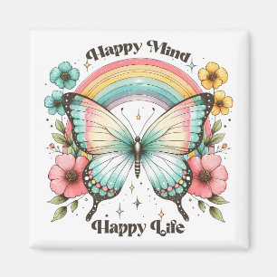 Pastel Hippie "Lycklig Mind Lycklig Life" Magnet