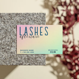 Pastel Holografiskt lash After Care Instruction Visitkort