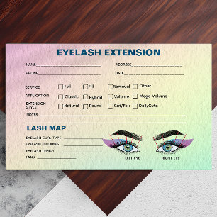 Pastel HolograGraph Eyelash Extension Record Karta Visitkort