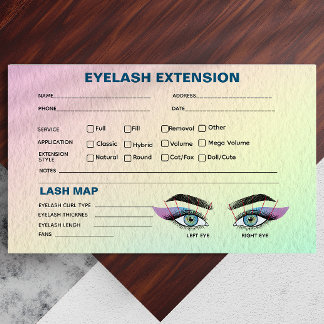 Pastel HolograGraph Eyelash Extension Record Karta Visitkort