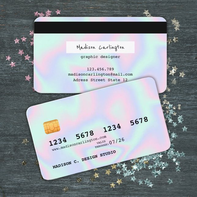 Pastel HoloGrapel Struktur Kredit Card Stil Visitkort (Skapare uppladdad)
