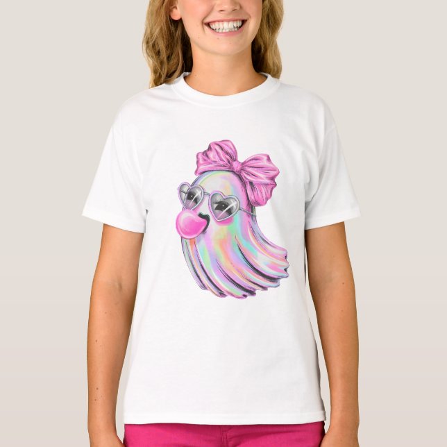 Pastel HoloGraph Ghost Girl T Shirt (Framsida)