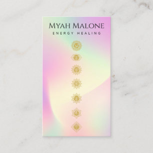 Pastel HoloGraph Guld Chakras Yoga Instructor Visitkort