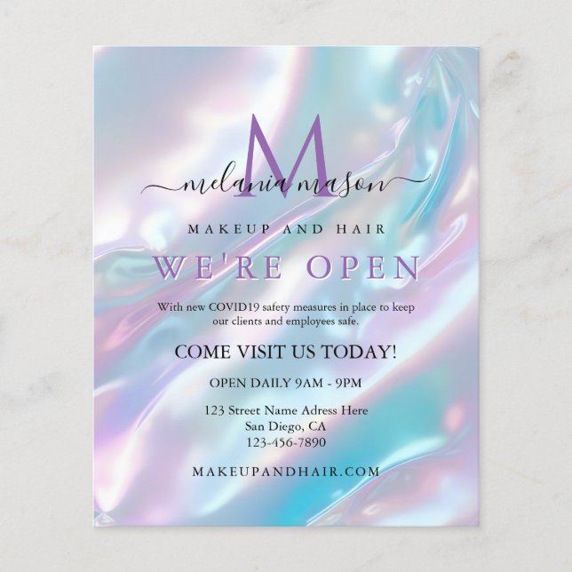Pastel HoloGraph Makeup Artist Grand Open Flygblad (Framsidan)