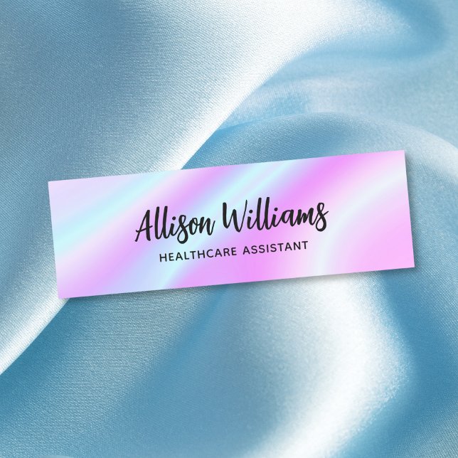 Pastel Holograph Modern Script Logotyp Business Namnbricka (Skapare uppladdad)