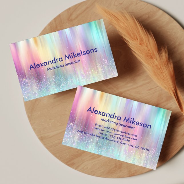 Pastel Holographic Professional Branding Visitkort (Skapare uppladdad)