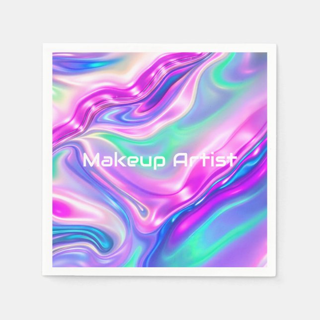 Pastel Holographic Swirl Abstract Pappersservett (Framsidan)