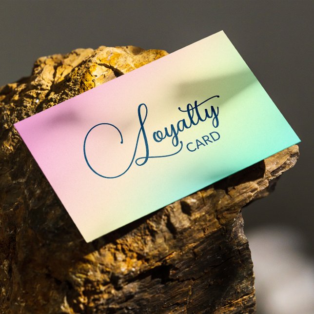 Pastel Holography Elegant Script Calligraphy Lojalitetskort (Pastel Holographic Elegant Script Calligraphy Loyalty Card)