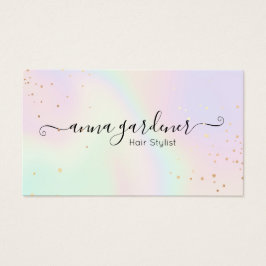 Pastel Holography Rainbow Glam Guld Splatter Visitkort