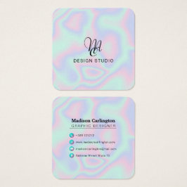 Pastel Holography Struktur Affärskort Fyrkantigt Visitkort