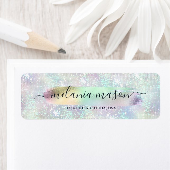 Pastel HoloGraps Glam Glitter Elegant Sparkles Returadress Etikett (Insitu)
