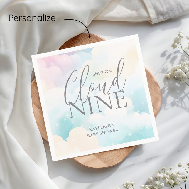 Pastel Hon är på Cloud Nine Baby Shower Pappersservett (Skapare uppladdad)