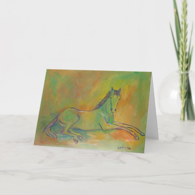 Pastel Horse Hälsning eller Note Card Kort (Framsida)