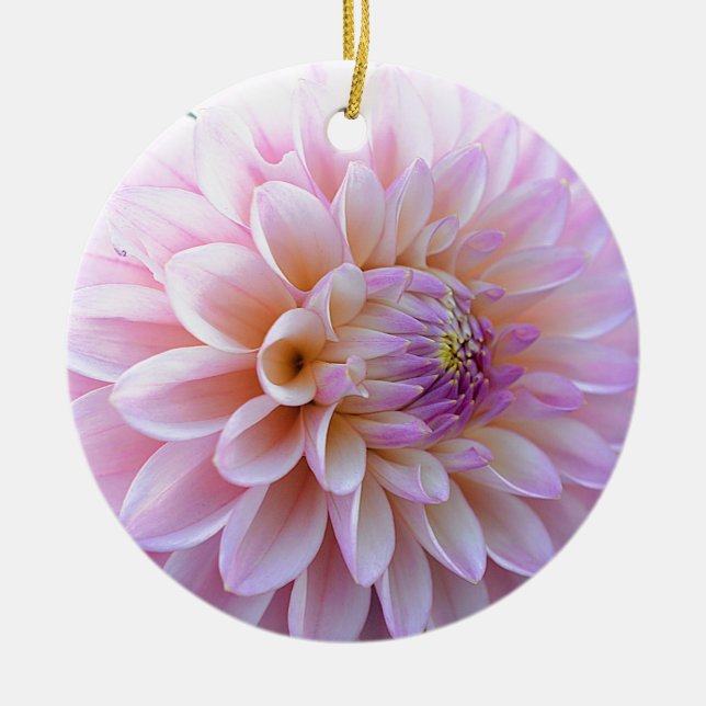 Pastel Hued Dahlia Julgransprydnad Keramik (Framsidan)