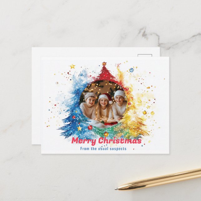 Pastel Hues of Helgdag Joy Helg Vykort (Fram/Back In Situ)