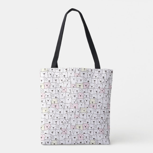 Pastel Hund Tote Bag - Cute & Minimalist Tygkasse (Baksida)