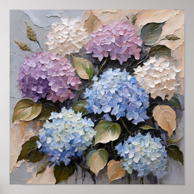 Pastel Hydrangea Bouquet – Textured Floral Poster (Framsidan)